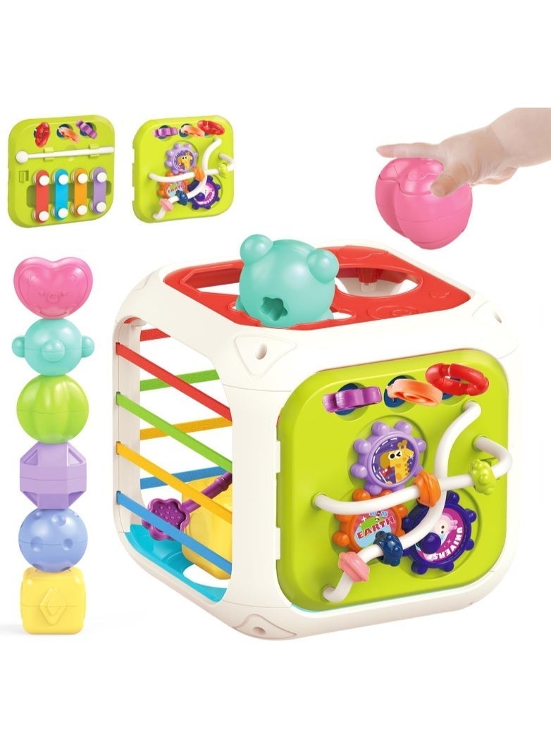 7 in 1 Multifunctional Baby toys, montessori toys for 1 year old,shape sorting box activity cube, Intelligence Educational Game Perfect Shapes Sorter Soft Cube Montessori Toy - Image 2